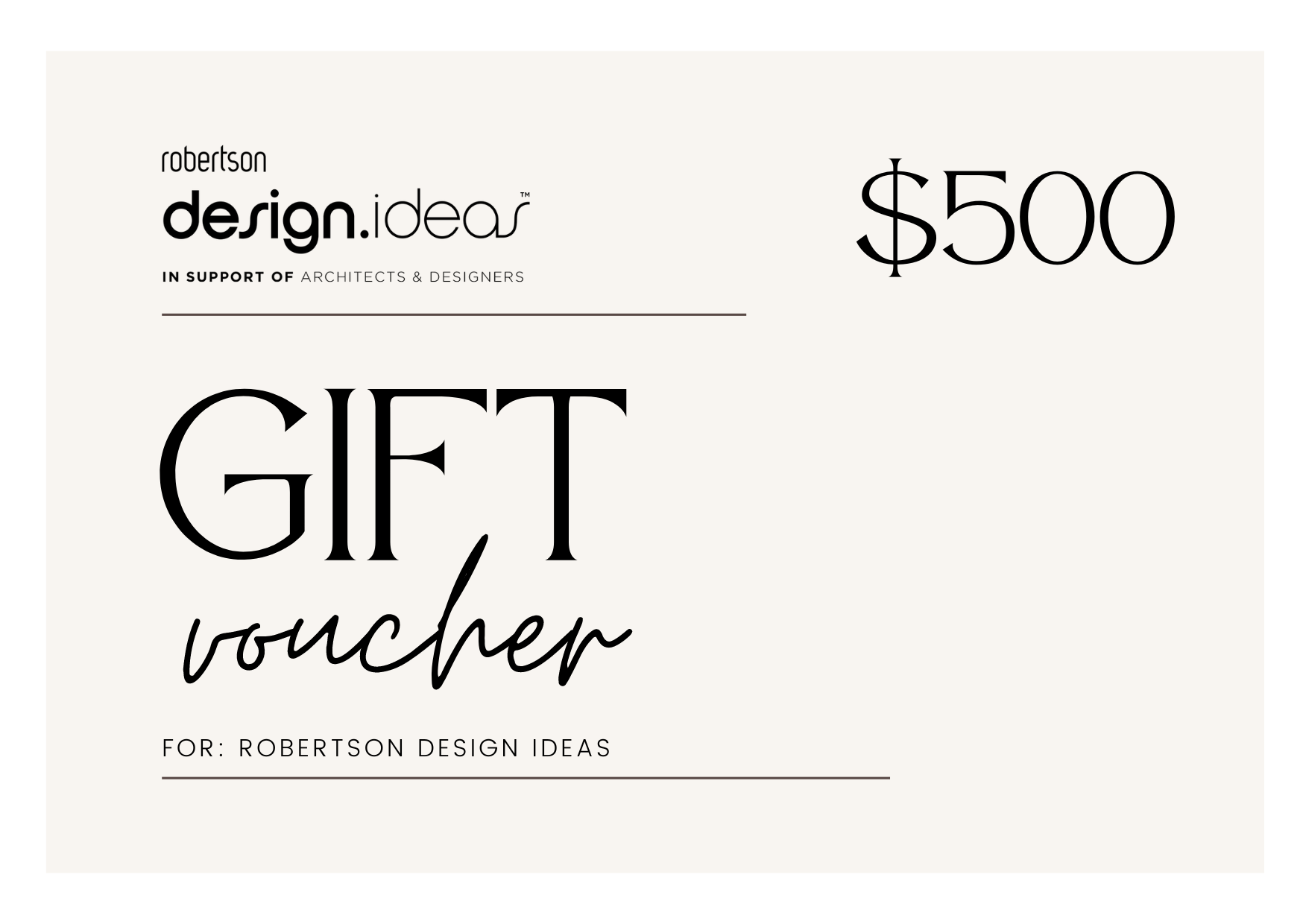 Robertson Design Ideas Gift Voucher