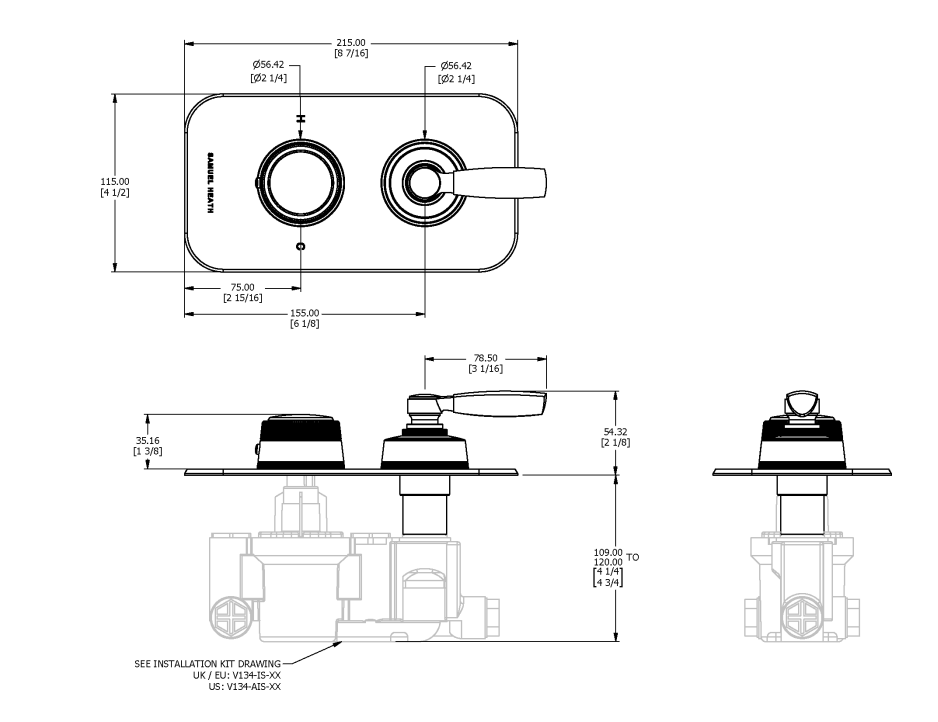 ONE HUNDRED THERMOSTATIC SHOWER MIXER 1 OUTLET HANDLE