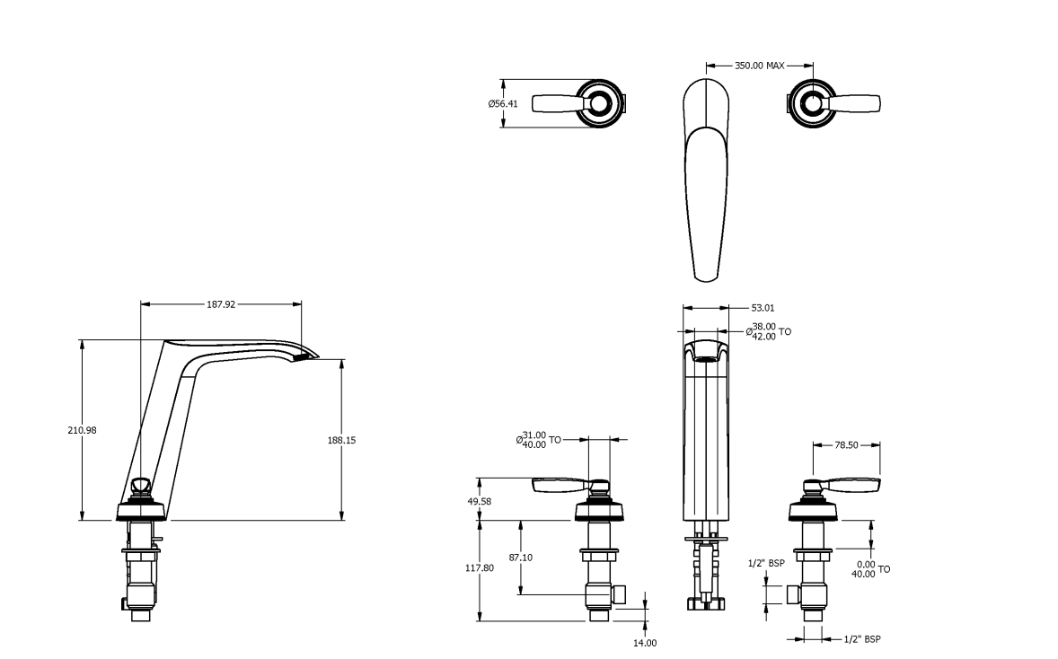 ONE HUNDRED 3TH BASIN MIXER EXTENDED HEIGHT