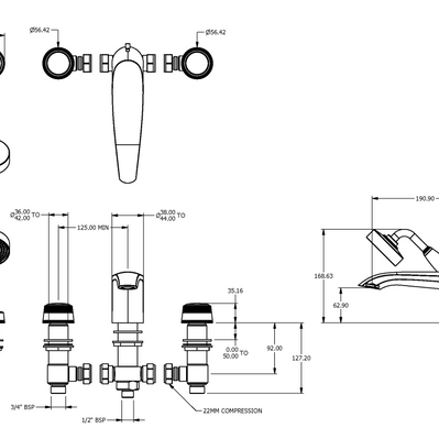 ONE HUNDRED 4TH BATH MIXER WITH HAND SHOWER