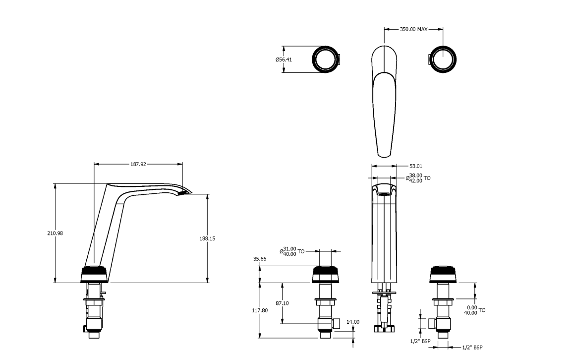 ONE HUNDRED 3TH BASIN MIXER EXTENDED HEIGHT