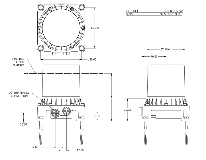 SAMUEL HEATH FLOOR MOUNTED PART FOR SINGLE LEVER BATH/SHOWER MIXER