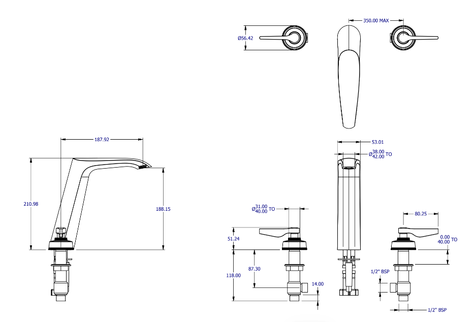 ONE HUNDRED 3TH BASIN MIXER EXTENDED HEIGHT