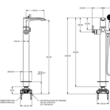 ONE HUNDRED BATH COLUMN WITH HAND SHOWER