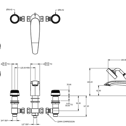 ONE HUNDRED 4TH BATH MIXER WITH HAND SHOWER