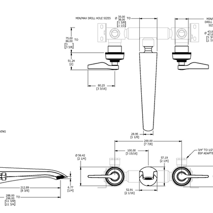 ONE HUNDRED WALL MOUNTED BATH MIXER