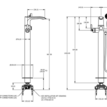 ONE HUNDRED BATH COLUMN WITH HAND SHOWER