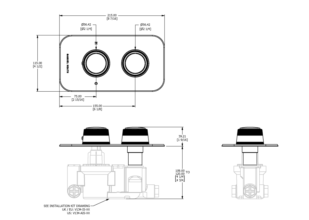 ONE HUNDRED THERMOSTATIC SHOWER MIXER 1 OUTLET HANDLE