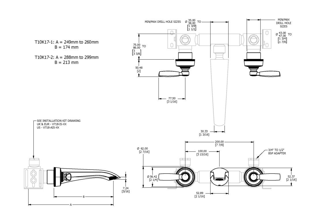ONE HUNDRED 3TH WALL MOUNTED BASIN MIXER