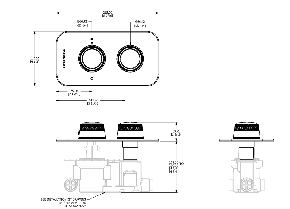 ONE HUNDRED THERMOSTATIC SHOWER MIXER 1 OUTLET HANDLE