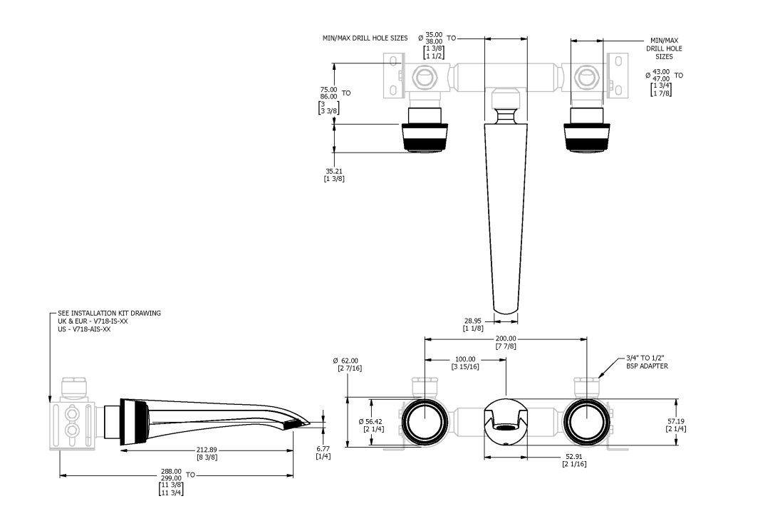 ONE HUNDRED WALL MOUNTED BATH MIXER