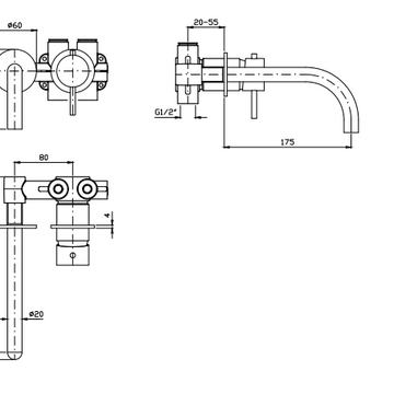 HELM WALL MOUNTED BASIN MIXER 175MM