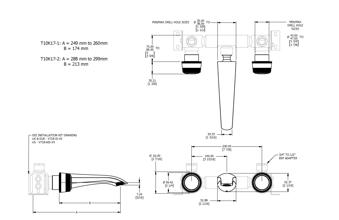 ONE HUNDRED 3TH WALL MOUNTED BASIN MIXER
