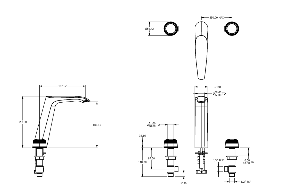 ONE HUNDRED 3TH BASIN MIXER EXTENDED HEIGHT