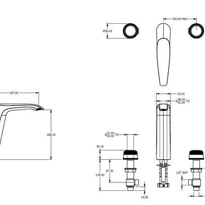 ONE HUNDRED 3TH BASIN MIXER EXTENDED HEIGHT