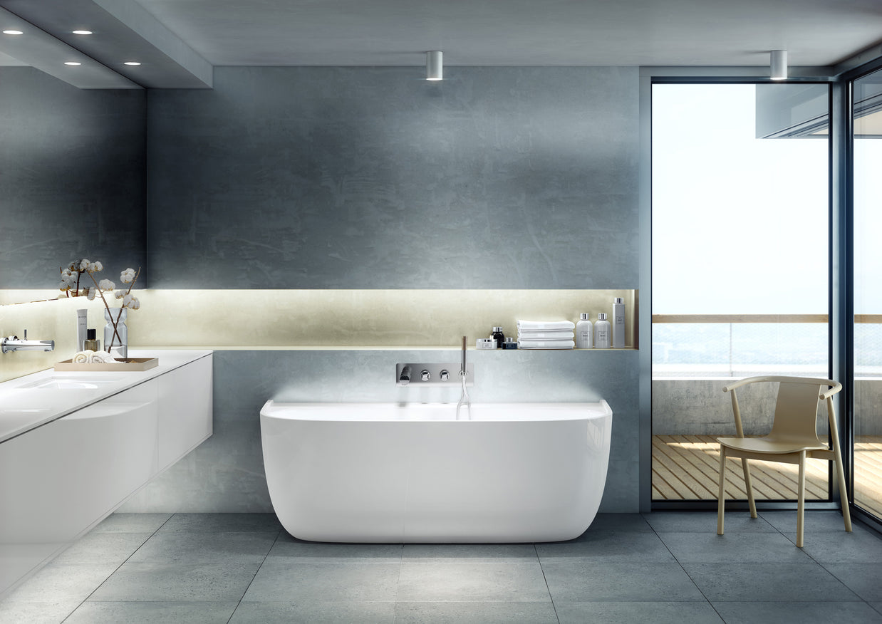 ELDON QUARRYCAST BACK TO WALL BATH 1749 X 850 X 600