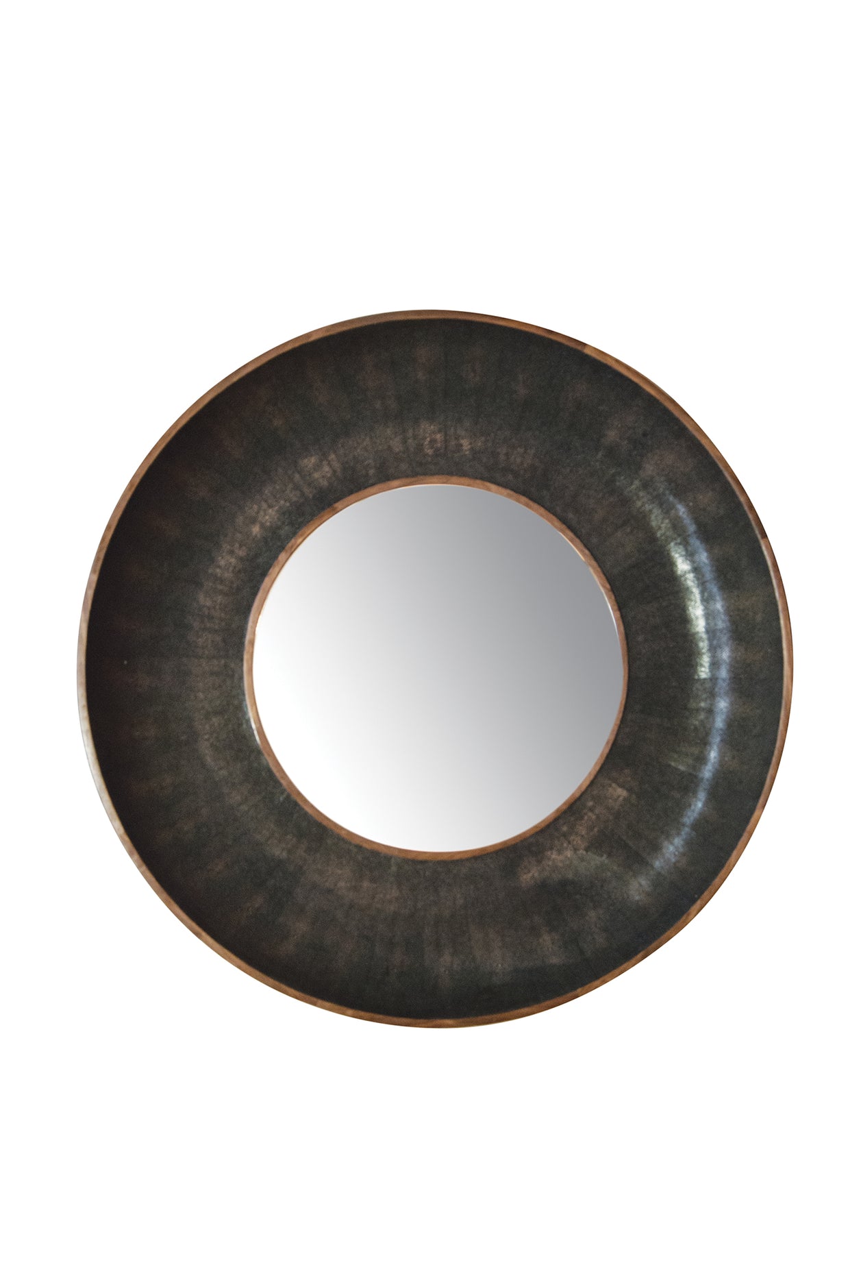ROUND DISH MIRROR 760X100X960MM FAUX SHAGREEN / WALNUT/GLASS - SEAL