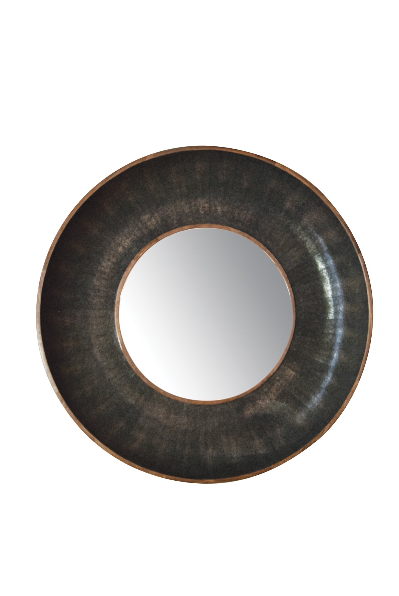 ROUND DISH MIRROR 760X100X960MM FAUX SHAGREEN / WALNUT/GLASS - SEAL
