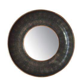 ROUND DISH MIRROR 760X100X960MM FAUX SHAGREEN / WALNUT/GLASS - SEAL