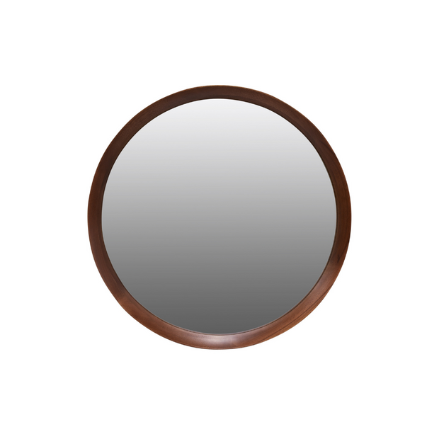 BEECH FRAME ROUND MIRROR LARGE 800X80X800MM DARK WOOD