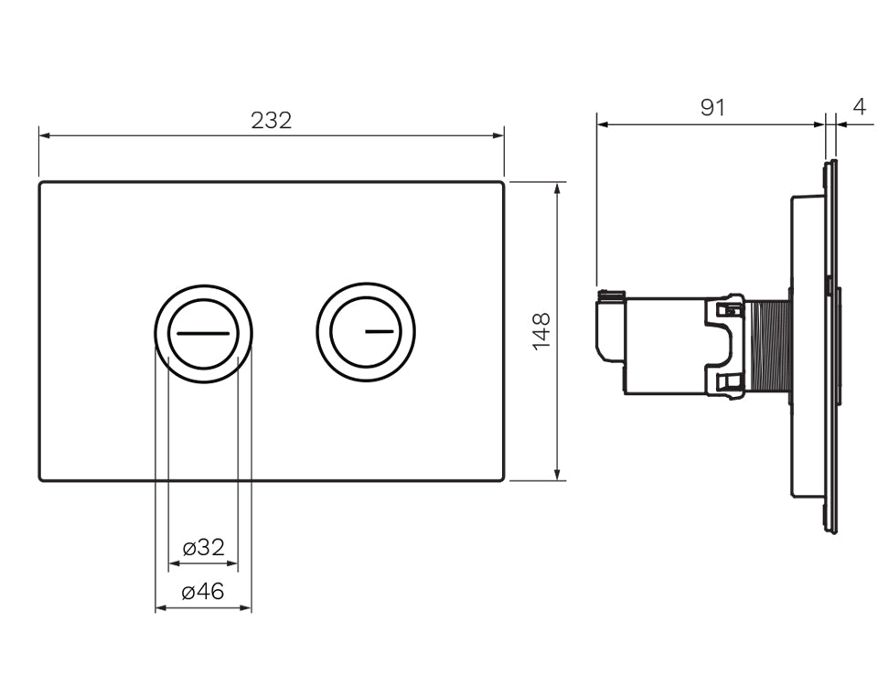 TWIN BUTTON PNEUMATIC PUSH PLATE