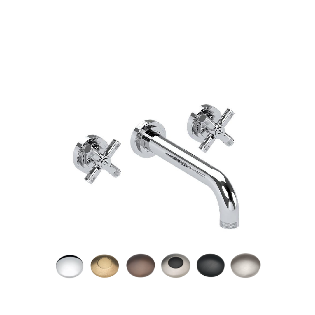 LANDMARK INDUSTRIAL 3TH WALL BASIN MIXER 210MM CROSS HANDLE