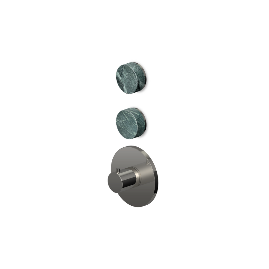 ISY22 THERMOSTATIC MIXER 2 STOP VALVES W GREEN MARBLE HANDLES