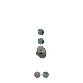 ISY22 THERMOSTATIC MIXER 2 STOP VALVES W GREEN MARBLE HANDLES