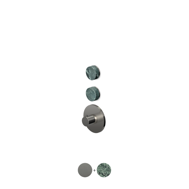 ISY22 THERMOSTATIC MIXER 2 STOP VALVES W GREEN MARBLE HANDLES