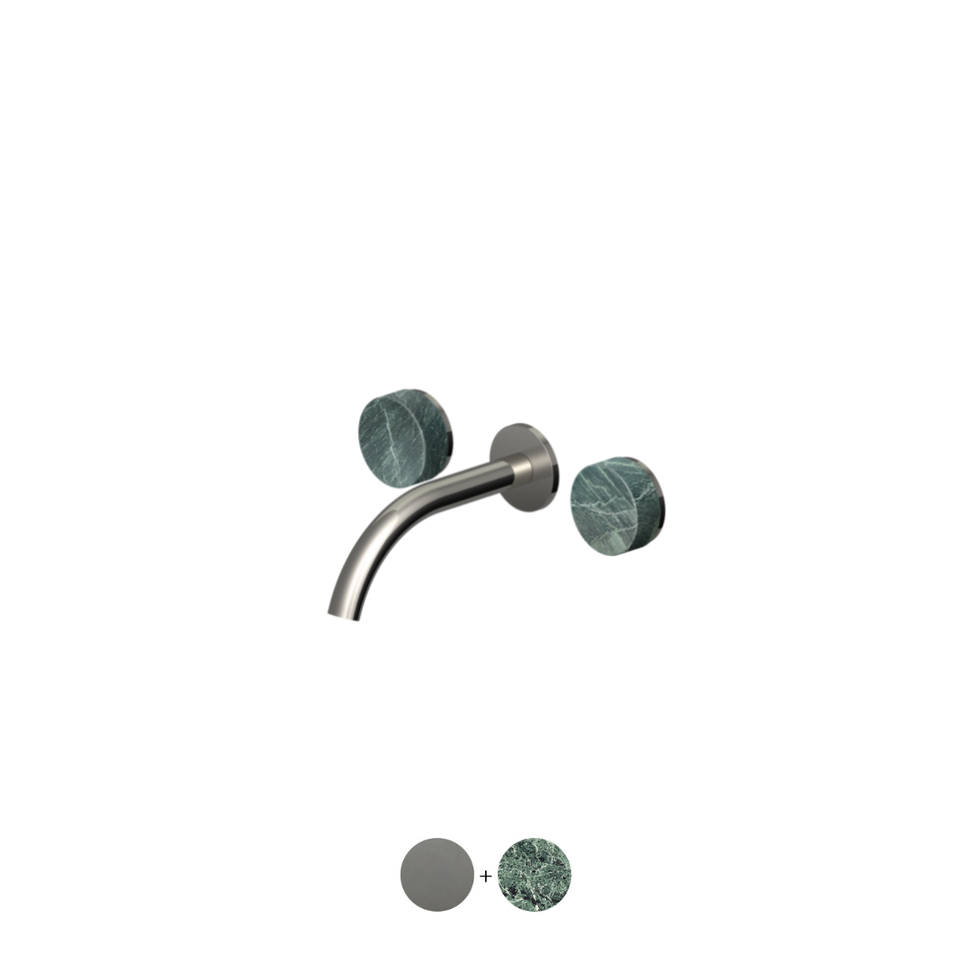 ISY22 WALL MOUNTED BASIN MIXER 175MM W GREEN MARBLE HANDLES
