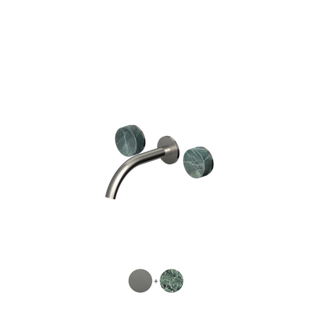 ISY22 WALL MOUNTED BASIN MIXER 175MM W GREEN MARBLE HANDLES