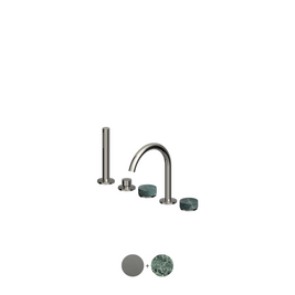 ISY22 4TH BATH MIXER W HAND SHOWER W GREEN MARBLE HANDLES