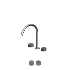 ISY22 3TH EXTENDED HEIGHT BASIN MIXER W GREEN MARBLE HANDLES