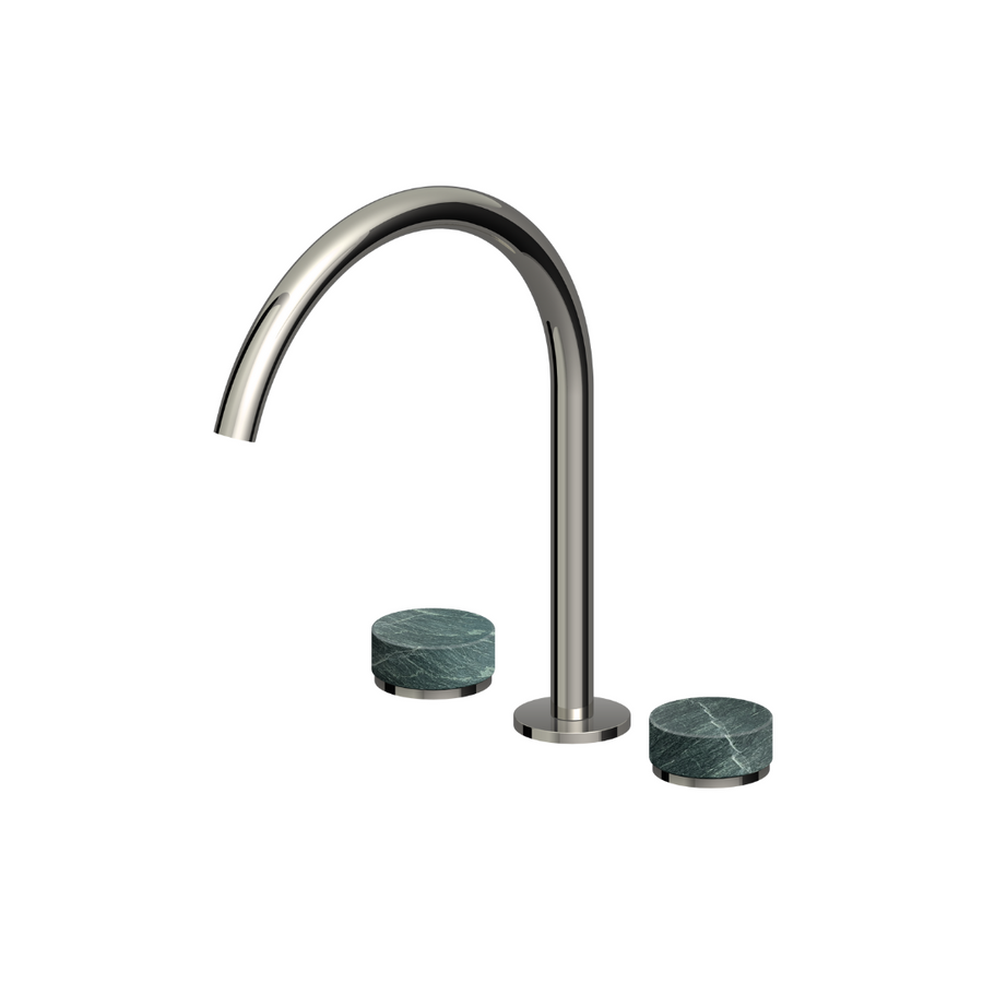 ISY22 3TH EXTENDED HEIGHT BASIN MIXER W GREEN MARBLE HANDLES