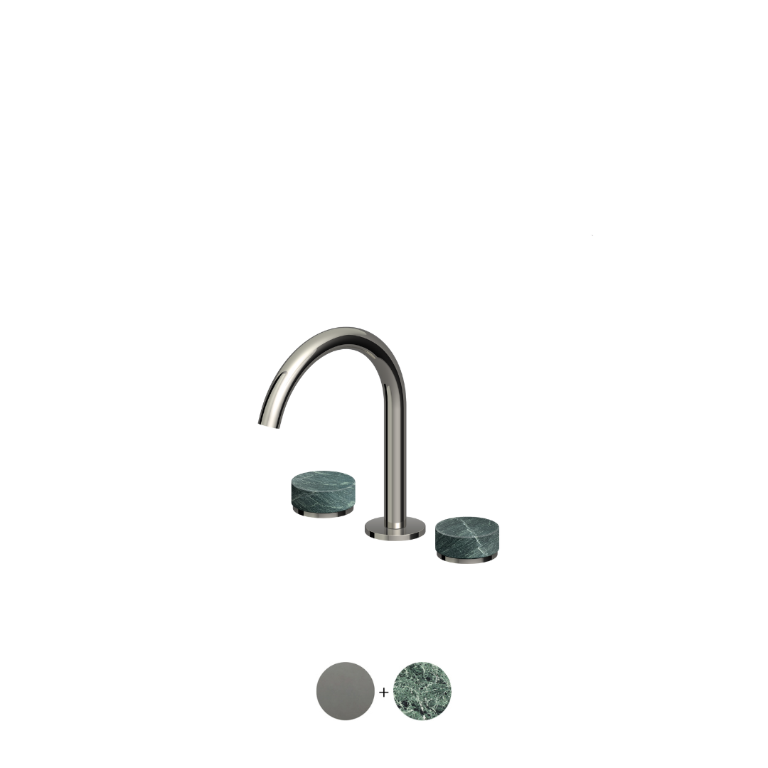 ISY22 3TH BASIN MIXER W GREEN MARBLE HANDLES