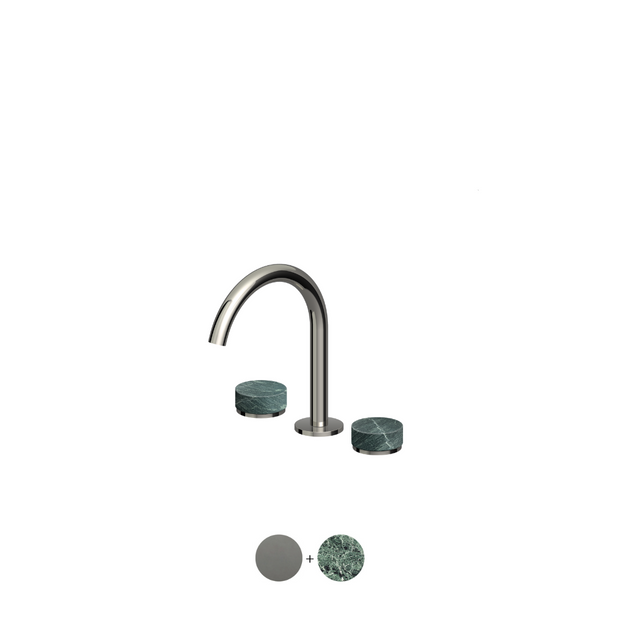ISY22 3TH BASIN MIXER W GREEN MARBLE HANDLES