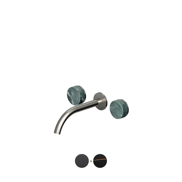 ISY22 WALL MOUNTED BASIN MIXER 210MM W NOIR DORÉ MARBLE HANDLES