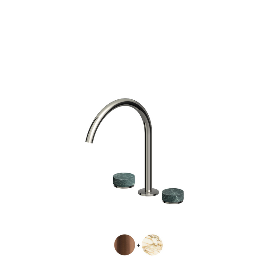 ISY22 3TH EXTENDED HEIGHT BASIN MIXER W CALACATTA GOLD MARBLE HANDLES