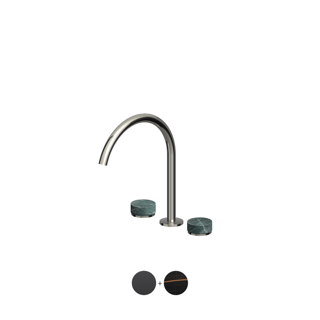 ISY22 3TH EXTENDED HEIGHT BASIN MIXER W NOIR DORÉ MARBLE HANDLES
