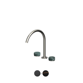 ISY22 3TH EXTENDED HEIGHT BASIN MIXER W NOIR DORÉ MARBLE HANDLES