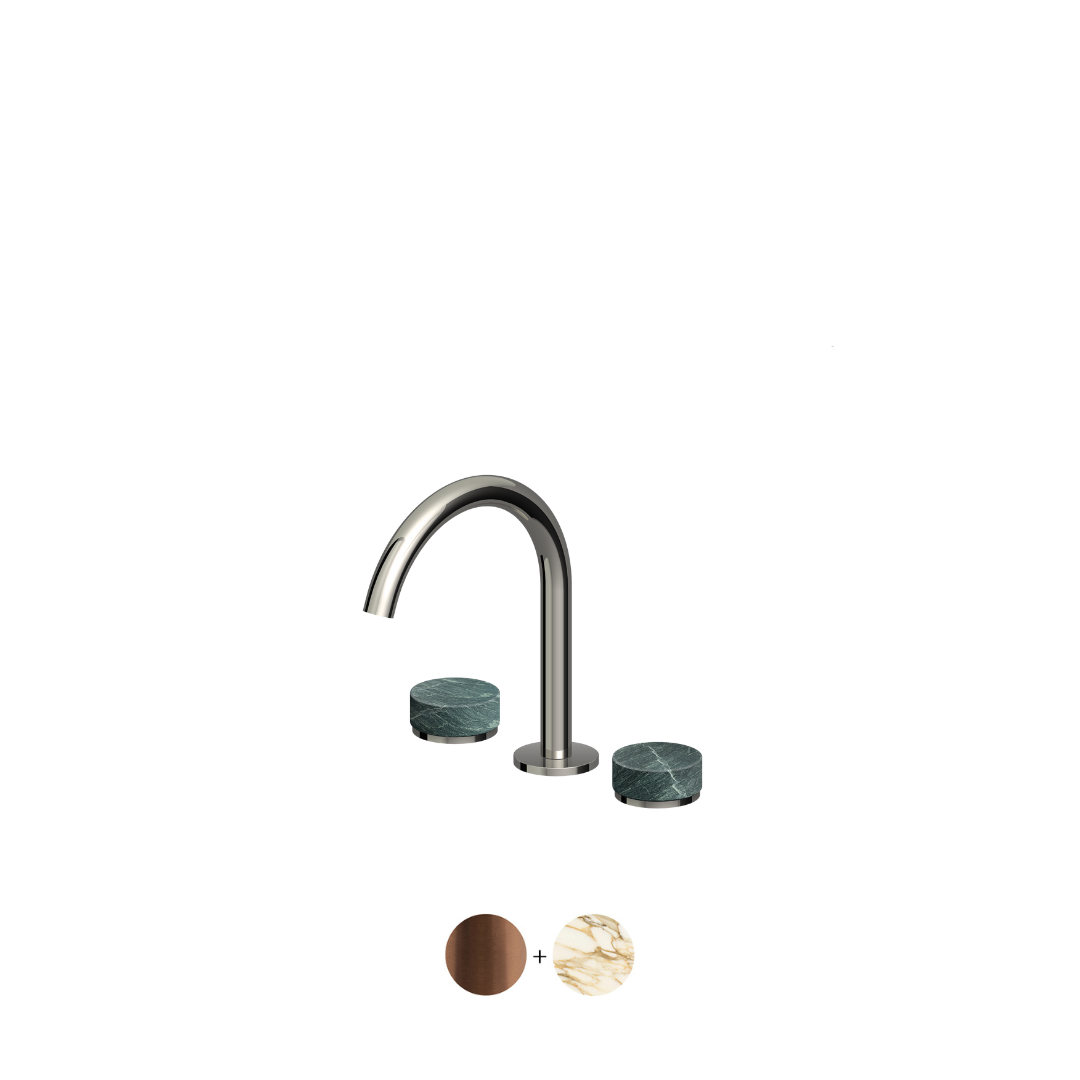 ISY22 3TH BASIN MIXER W CALACATTA GOLD MARBLE HANDLES