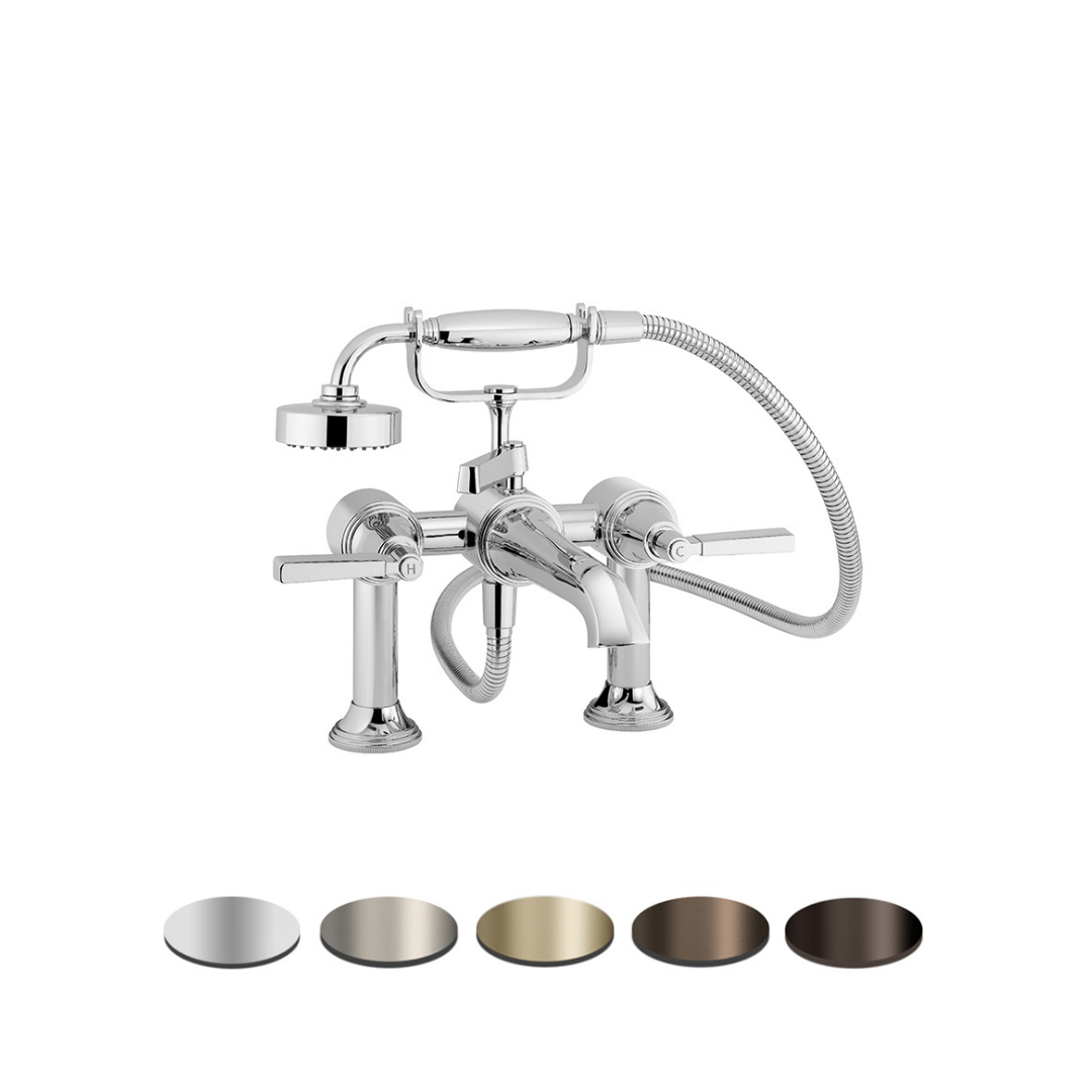 STYLE MODERNE DECK MOUNT BATH SHOWER MIXER C/W HAND SHOWER