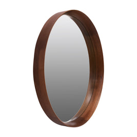 BEECH FRAME ROUND MIRROR LARGE 800X80X800MM DARK WOOD