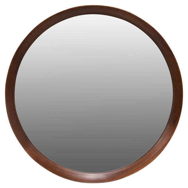 BEECH FRAME ROUND MIRROR LARGE 800X80X800MM DARK WOOD