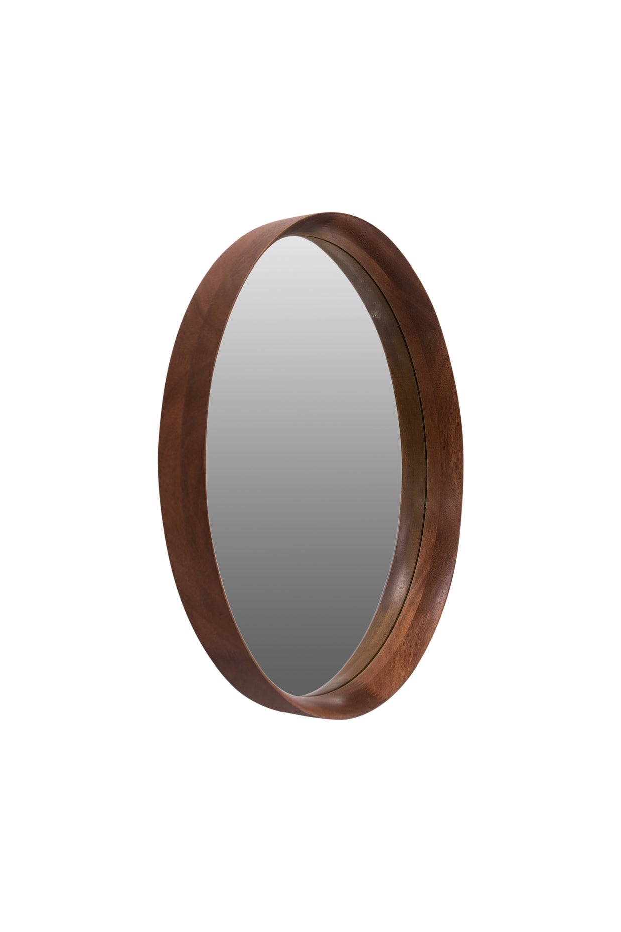 BEECH FRAME ROUND MIRROR SMALL 600X65X600MM DARK WOOD