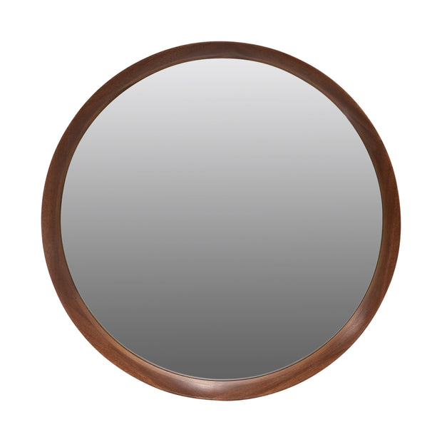 BEECH FRAME ROUND MIRROR SMALL 600X65X600MM DARK WOOD