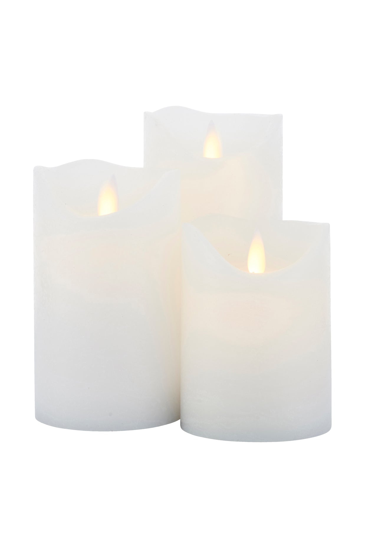 SIRIUS SARA CANDLES SET OF 3 75X75X105/125/150MM WHITE (x3 sets = x9 candles)