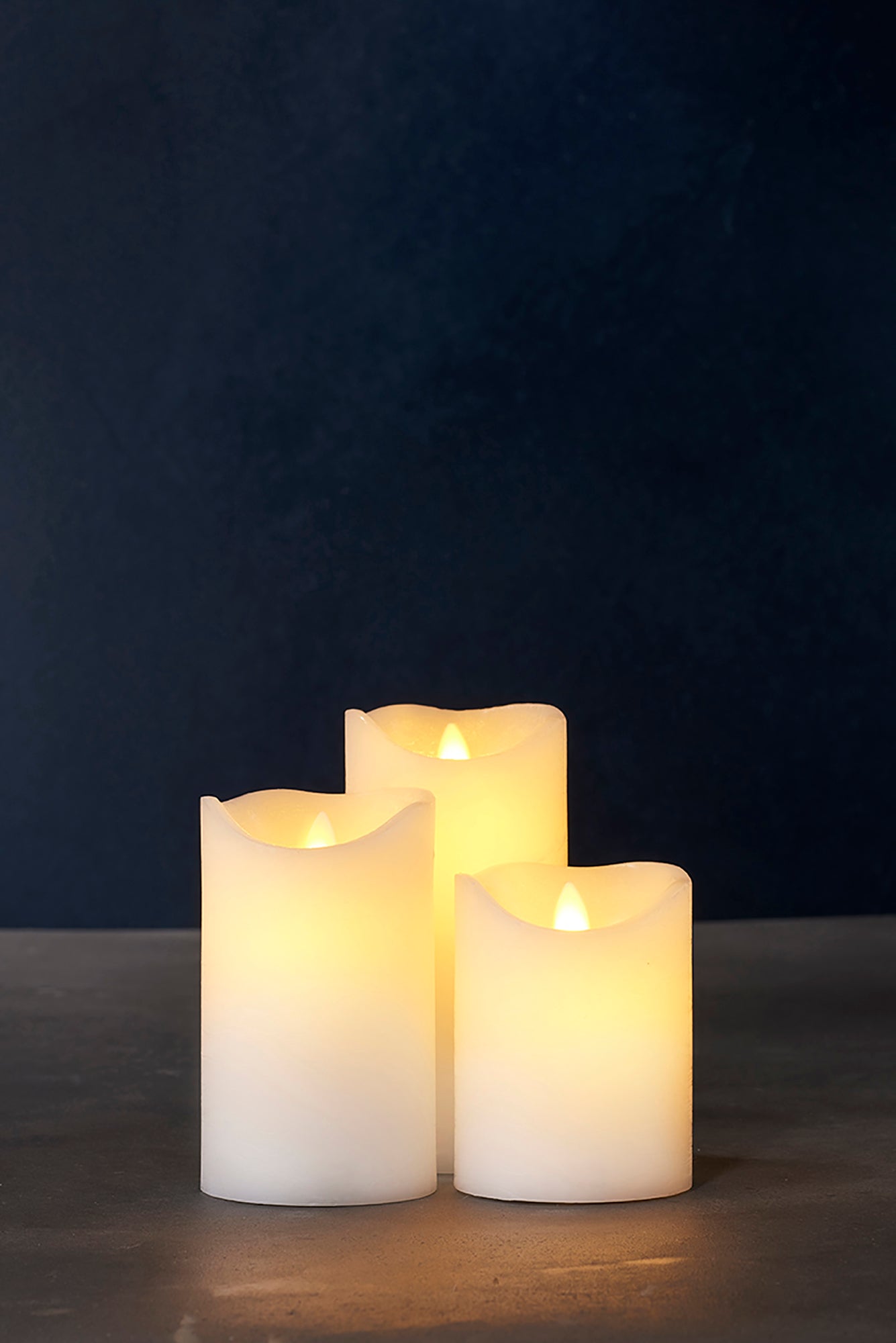 SIRIUS SARA CANDLES SET OF 3 75X75X105/125/150MM WHITE (x3 sets = x9 candles)