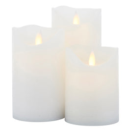 SIRIUS SARA CANDLES SET OF 3 75X75X105/125/150MM WHITE (x3 sets = x9 candles)