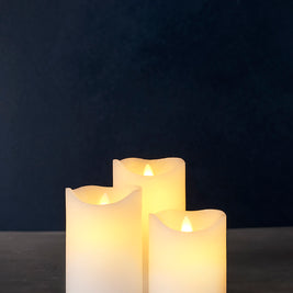 SIRIUS SARA CANDLES SET OF 3 75X75X105/125/150MM WHITE (x3 sets = x9 candles)